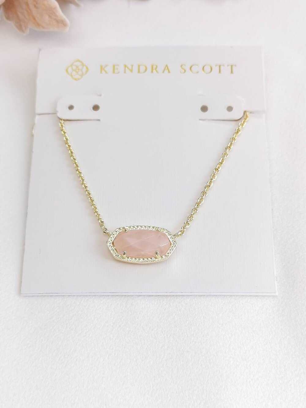Kendra Scott Elisa Gold Rose Quartz Necklace NEW Perfect condition